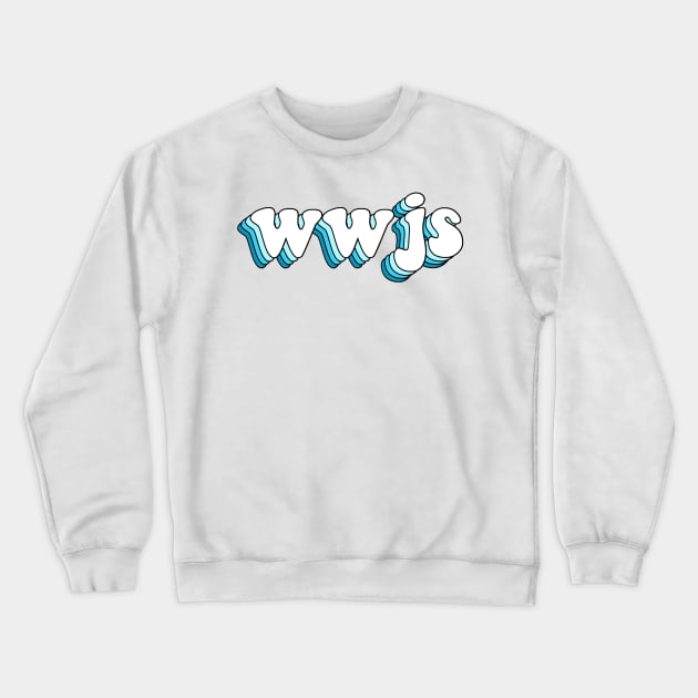 what would jesus say (blue) Crewneck Sweatshirt by mansinone3